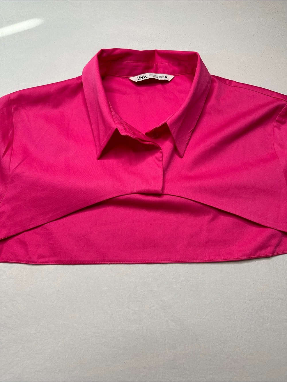 Zara Hot Pink Layered Collar Crop Top